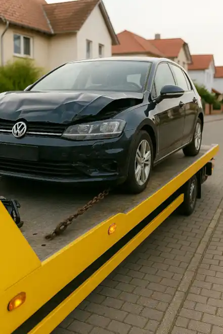 Ein defektes Auto wird als Teil des Autoankaufs in Lippstadt abgeschleppt.